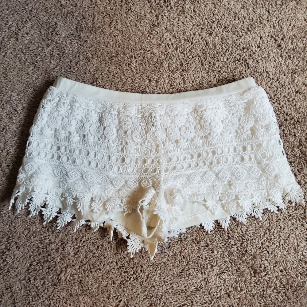White crochet shorts